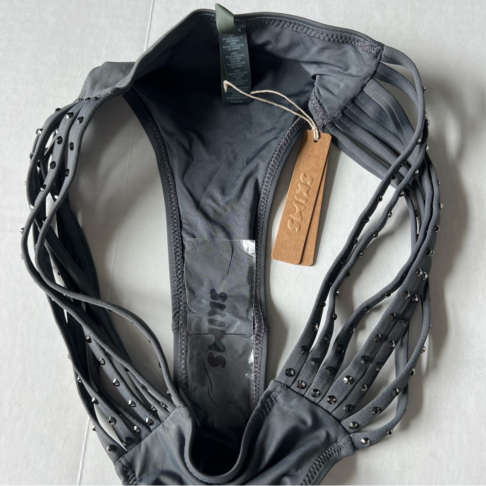 *SOLD C* NWT SKIMS Ruched bikini top Rhinestone strappy bikini bottom small - Picture 12 of 15